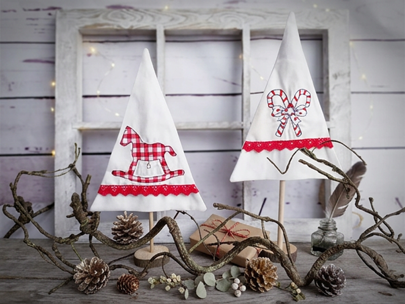 Weihnachten Tannen Set - doodle Stickdatei